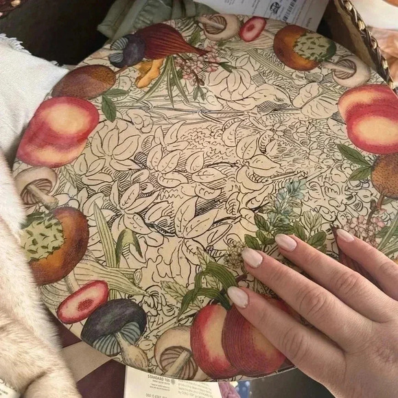 NWT JOHN DERIAN HARVEST PRINT CAKE STAND - Picture 3 of 4